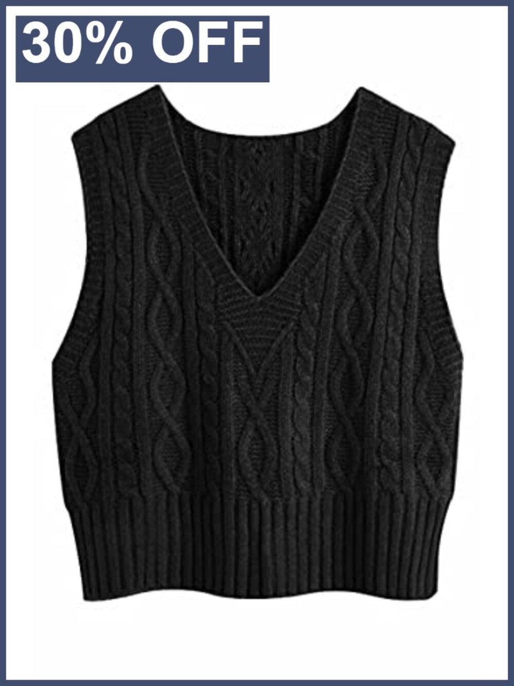 Aoysky Cable Knit Sweater Vest Womens V-Neck Sleeveless Loose Fit Tank Top